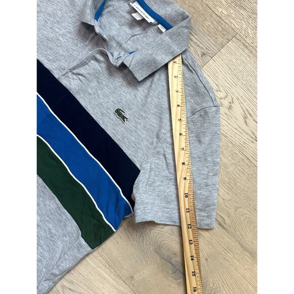 LACOSTE SPORT gray color stripe polo‎ size medium - Picture 9 of 10